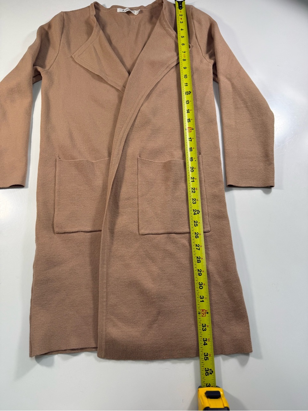 Lightweight Cream Open-Front Long Cardigan with Pockets NWOT - Picture 3 of 8